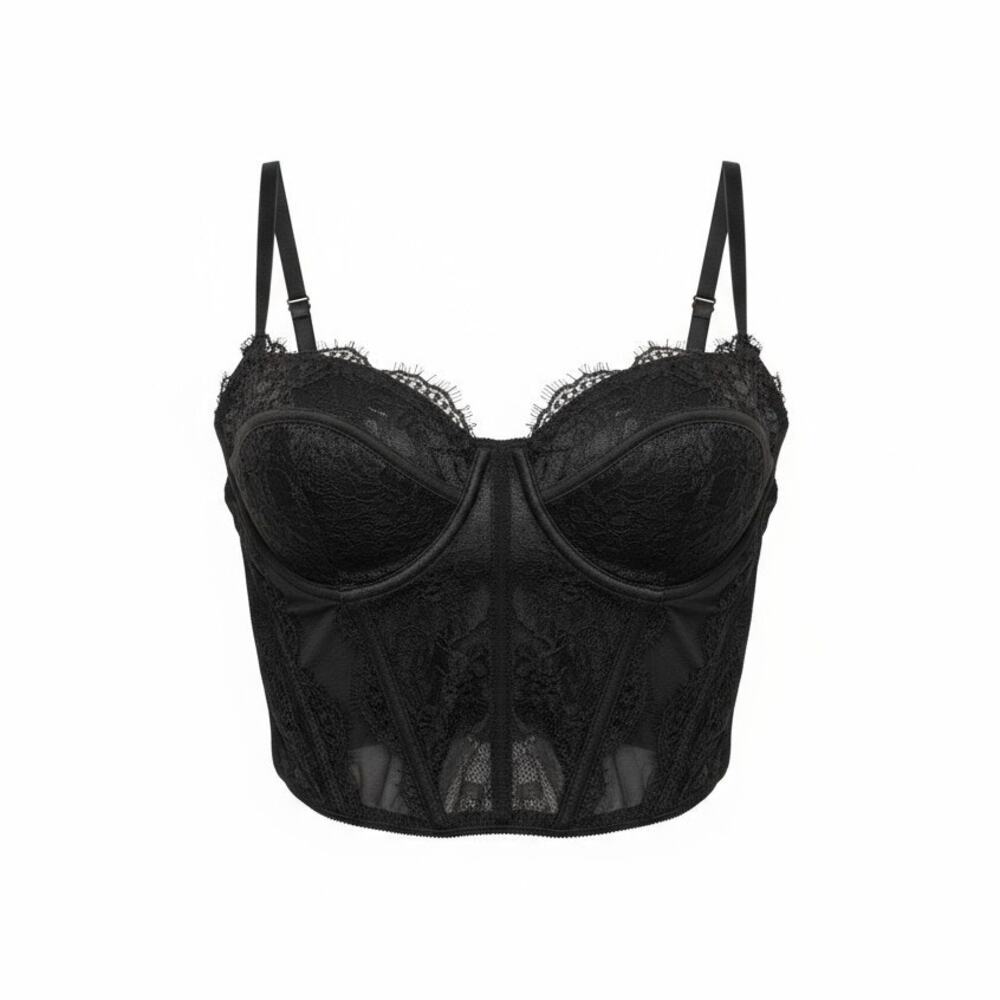 Dealmore Black Floral Lace Bustier Top Approx size Medium